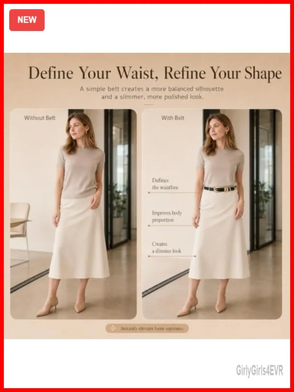 Women's Faux Leather Belt with Gold Buckle Classic Versatile Stylish Accessory